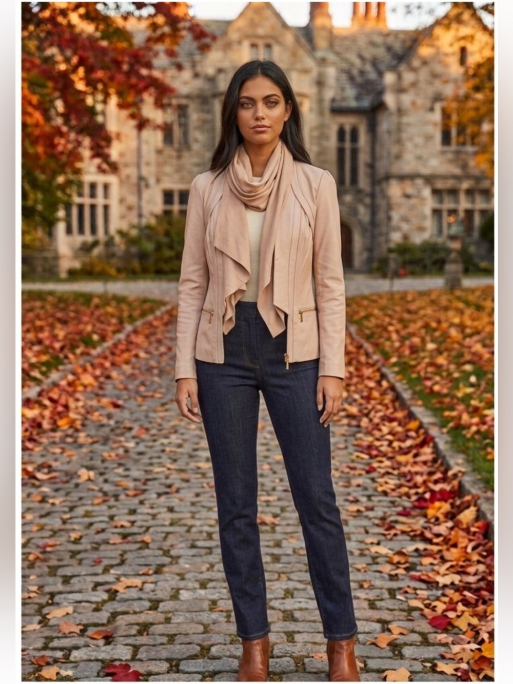 ✨ STUNNING MARCIANO LAMBSKIN LEATHER JACKET ✨ in Ecru